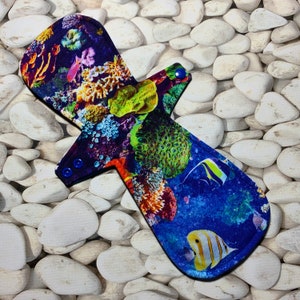 12” Super Postpartum Ready to Ship ~ Custom  Knit Topped ~ Organic Bamboo Fleece ~ Ocean Wonders ~ Menstrual Pad ~  Cloth Pad ~ Reusable Pad