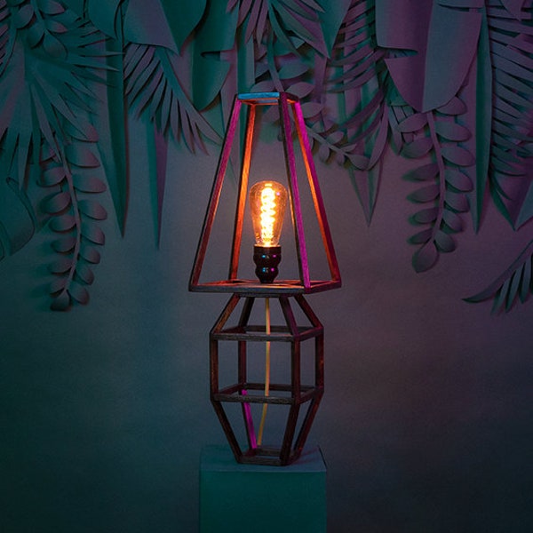 Lampe design de créateur à poser en bois