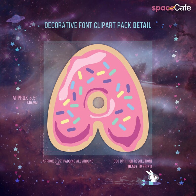 pink donut font alphabet clipart pack 48 hi res png etsy