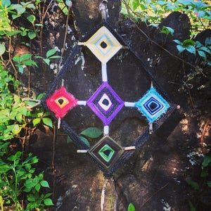 Earth Air Fire Water Elements Mandala estilo Ojo de Dios Gods Eye
