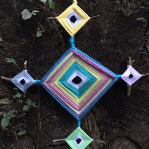Earth Air Fire Water Elements Mandala style Ojo de Dios Gods Eye