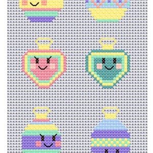Happy Christmas baubles cross stitch pattern