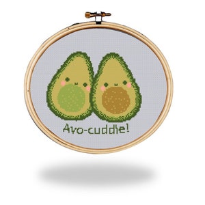 Avo - cuddle. Cute avocado couple cross stitch digital pattern PDF