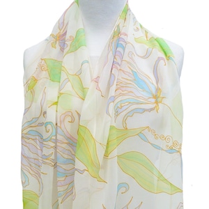 Weisse HOCHZEIT Chiffon Seide Stola - Handbemalter floral Pastell Brautschal - Sommer eleganter Brautjungfern Schal - Ylang Blumen Wrap