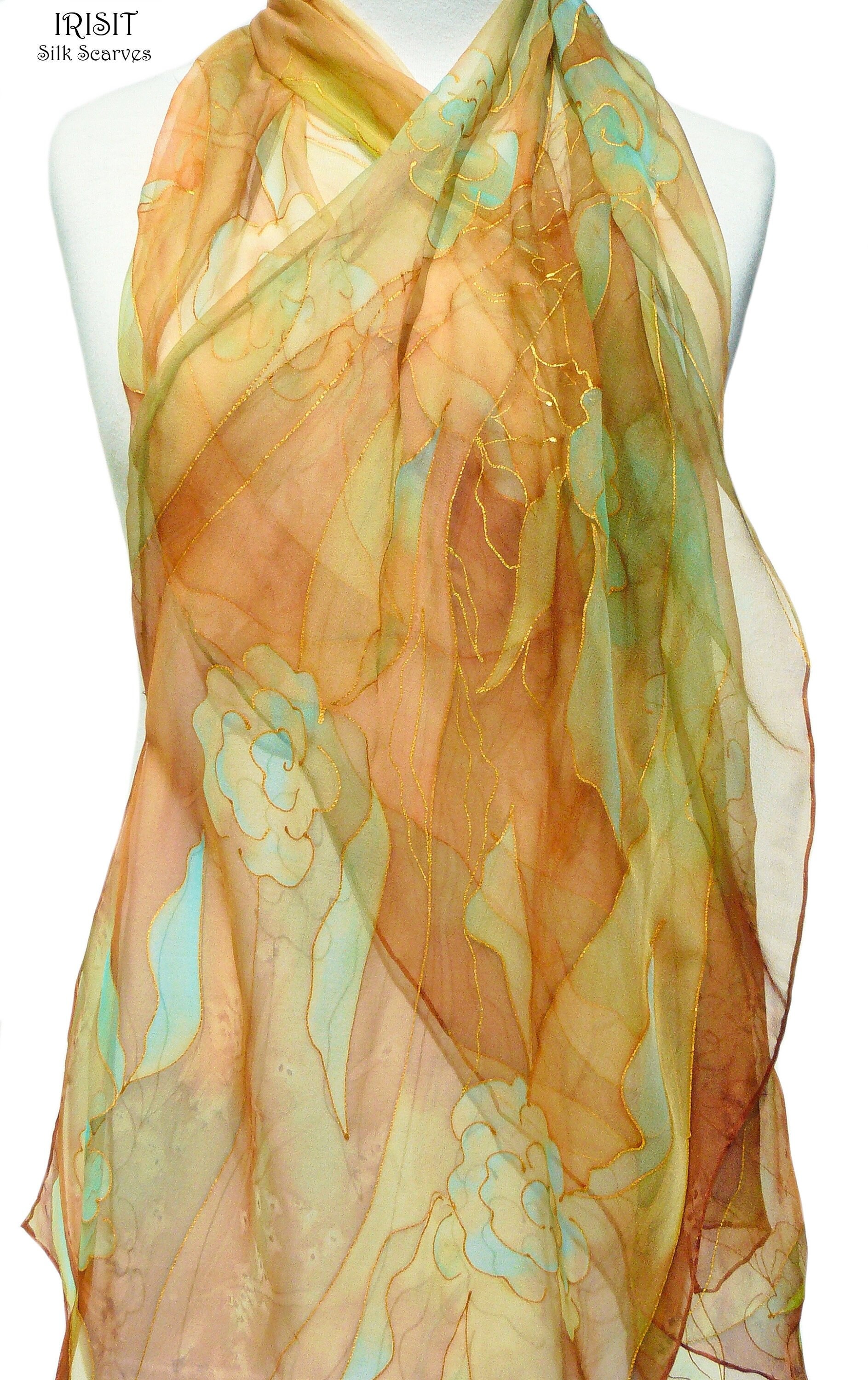 スカーフ a Ferretti Silk Chiffon Stole With Fluid Draping Alberta Ferretti Silk Chiffon Stole With Fluid Draping