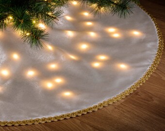 LED Lighted Christmas Holiday Tree Skirt Custom Made Handcrafted LED Lighted Christmas Holiday Tree Skirt Custom Made Handcrafted