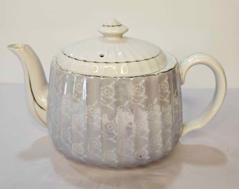 Iridescent Floral Ceramic Teapot