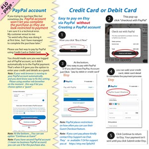 以下が含まれることがあります： PayPalアカウントなしでクレジットカードまたはデビットカードを使用してEtsyの購入を支払う方法を段階的に説明したガイド。ガイドには、EtsyとPayPalのチェックアウトプロセスのスクリーンショットが含まれています。