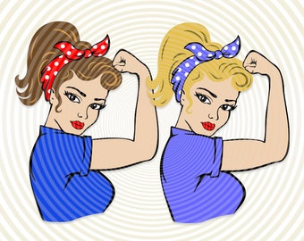 Rosie the Riveter Girl Power SVG Cutting file for Silhouette Cricut Rosie SVG Pin up Svg Strong woman svg Girl svg Mom svg Vector