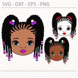 Peekaboo girl bundle, afro braids princess svg, cute little African American kids svg dxf eps png cut files for Cricut Silhouette