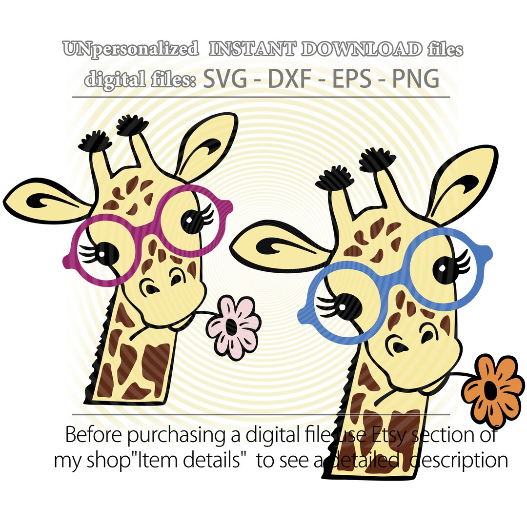 Giraffe SVG, Giraffe With Glasses Cutting File, Cute Giraffe Baby ...