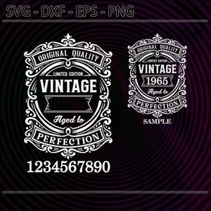 Vintage Birthday Label SVG Retro Aged to Perfection PNG DXF Eps T shirt Birthday Design Digital Download