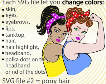 Rosie the Riveter SVG: Girl Power, Strong Woman Vector (Cutting File)