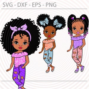 Peekaboo girl bundle, afro princess svg, cute black African American kids svg dxf eps png cut files for Cricut Silhouette, Afro girl clipart