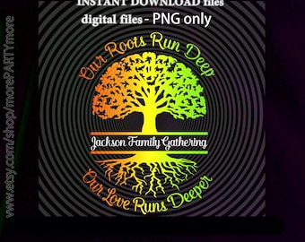 家族の再会の木 PNG、根が深く張るデザイン（デジタルダウンロード）