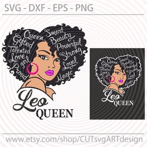 Leo Afro Queen Zodiac SVG, Black girl lady woman Diva Birthday svg, birthday girl svg, birthday behavior svg, cut files, dxf png eps