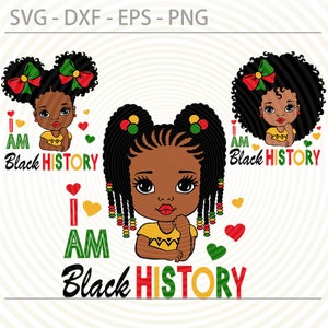Juneteenth Svg, I Am Black History SVG, Afro Black Girl SVG PNG, cute black African American kids dxf eps png cut files, Afro girl clipart