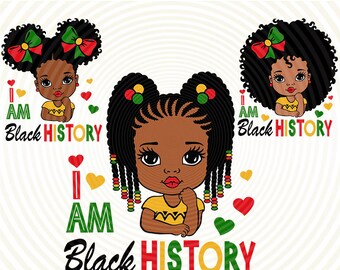 Afro Black Girl Juneteenth Svg, I Am Black History Clipart (png, svg, dxf, eps)