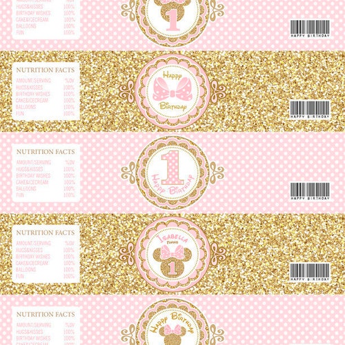 INSTANT DOWNLOAD Pink and Gold Glitter Minnie Mouse Birthday - Etsy