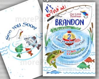 Fishing Birthday Invitation, Fishing invite, Watercolor Fishing Invitation, Gone Fishing, O-Fish-Ally, Fishing Party Printable