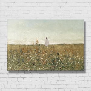 Jesus in Flower Field Art PRINTABLE, Christ Lds Art Digital, Christian Wall Art Print, Jesus Painting Print, Christ Poster Christian decor