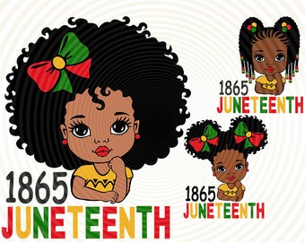 Juneteenth Peekaboo Girl Bundle, Afro Princess Clipart (svg, png, dxf, eps)