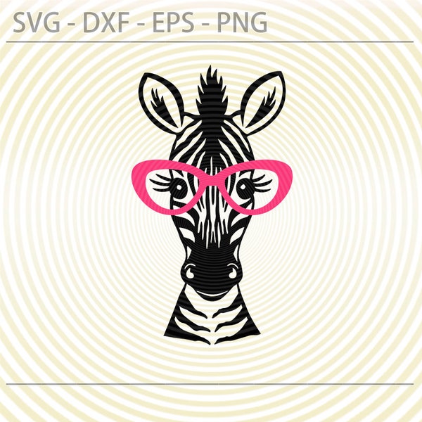 Zebra svg - Zebra dxf - cute funny Zebra svg - animals glasses svg - silhouette - cricut - png – eps