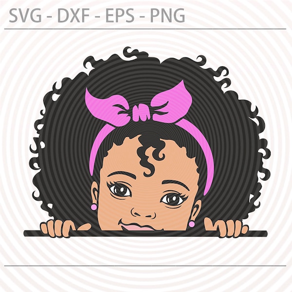 Peekaboo girl afro puff  with bandana svg, Peek a boo svg,  Cute black African American kids Svg Dxf Eps Png cut file for Cricut Silhouette