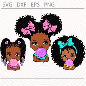 Peekaboo girl bundle, afro princess svg, cute black African American kids svg dxf eps png cut files for Cricut Silhouette, Afro girl clipart