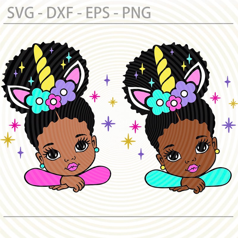 Afro Unicorn Girl Svg, Afro Princess Svg Png, Cute Little African American  Kids Svg Dxf Eps Png Cut Files for Cricut Silhouette 