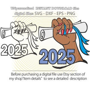 Graduation 2025 Black Girl Hand Holding Diploma SVG Bundle African American Grad Cap Class of 2025 PNG Clipart Melanin Senior DXF Eps Files
