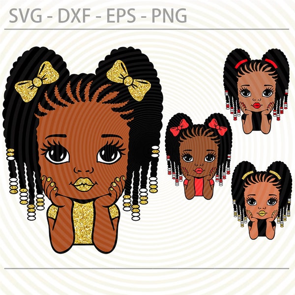 Peekaboo girl bundle, afro braids princess svg, cute little African American kids svg dxf eps png cut files for Cricut Silhouette