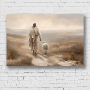 Jesus och det förlorade fåret konsttryck, religiös gåva (digital nedladdning)