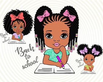 Afro Princess Back To School SVG Bundle, Black Girl Cut Files (Digital Download)
