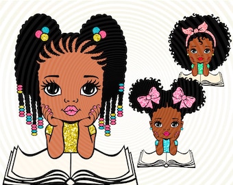 Afro Princess SVG Bundle: Black Girl Clipart, Back To School (Digital Files)