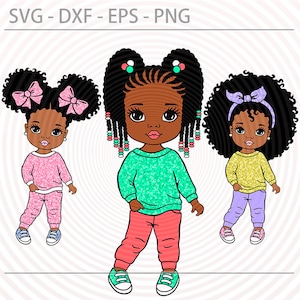 Peekaboo girl bundle, afro princess svg, cute black African American kids svg dxf eps png cut files for Cricut Silhouette, Afro girl clipart