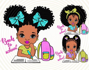 Afro Princess Back To School SVG, Black Girl Cut Files (svg, dxf, eps, png)