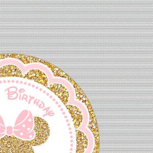 Pink and Gold Minnie Mouse Cupcake Toppers, Glitter Cake Toppers ...