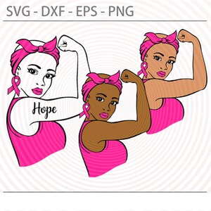 Bald head afro woman SVG, Cancer Survivor SVG, African Rosie the riveter strong woman girl power cut files for Cricut Silhouette Png Dxf Eps