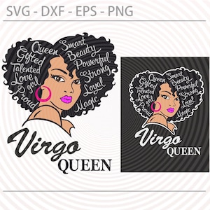 Virgo Afro Queen Zodiac SVG, Black girl lady woman Diva Birthday svg, birthday girl svg, birthday behavior svg, cut files, dxf png eps