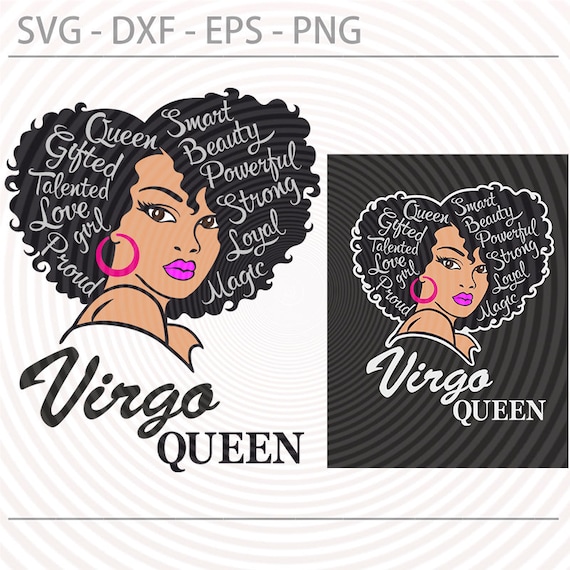 Virgo Afro Queen Zodiac SVG Black Girl Lady Woman Diva Etsy