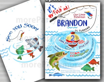 Fishing Birthday Invitation, Fishing invite, Watercolor Fishing Invitation, Gone Fishing, O-Fish-Ally, Fishing Party Printable
