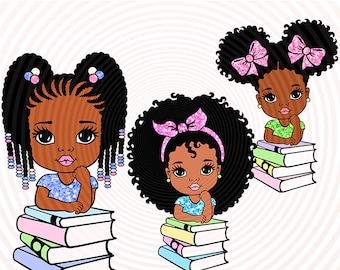 Afro Princess SVG Bundle, Black Girl Clipart, Back To School Cut Files