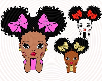 Afro Princess SVG Bundle, Peekaboo Girl, Cricut Silhouette Cut Files
