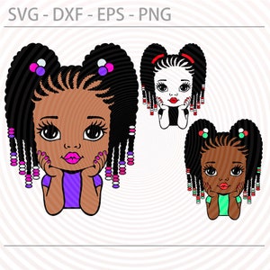 Peekaboo girl bundle, afro braids princess svg, cute little African American kids svg dxf eps png cut files for Cricut Silhouette