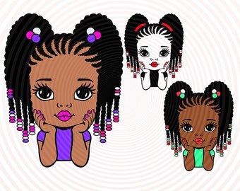 Afro Braids Princess SVG: Peekaboo Girl Bundle (Cut Files)