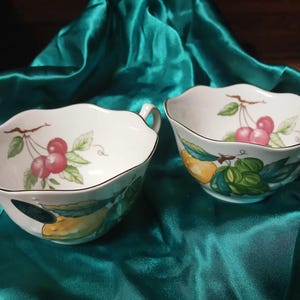 2 - GEORGIAN FRUIT Fine Bone China Teacups by Aynsley Free Shipping!!!!