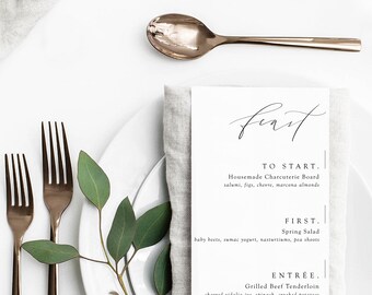 OXFORD minimalist + modern menu · modern calligraphy wedding menu · rehearsal dinner menu · wedding paper · wedding decor · boho wedding