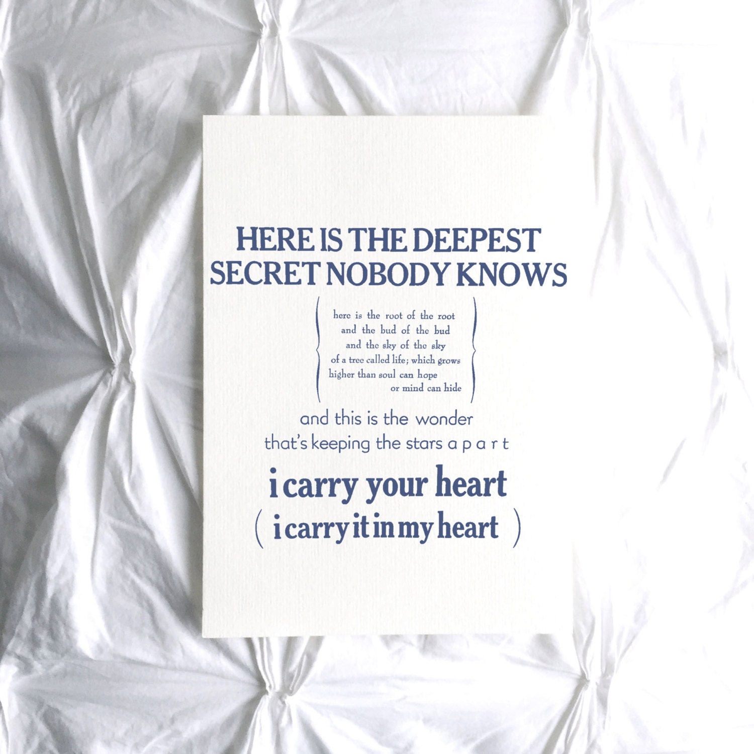 I Carry Your Heart Print E.e. Cummings Poem Poster Wedding - Etsy