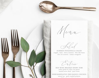 ALBEMARLE modern calligraphy menu · wedding menu · wedding calligraphy · handlettered menu · event menu · rehearsal dinner menu boho wedding